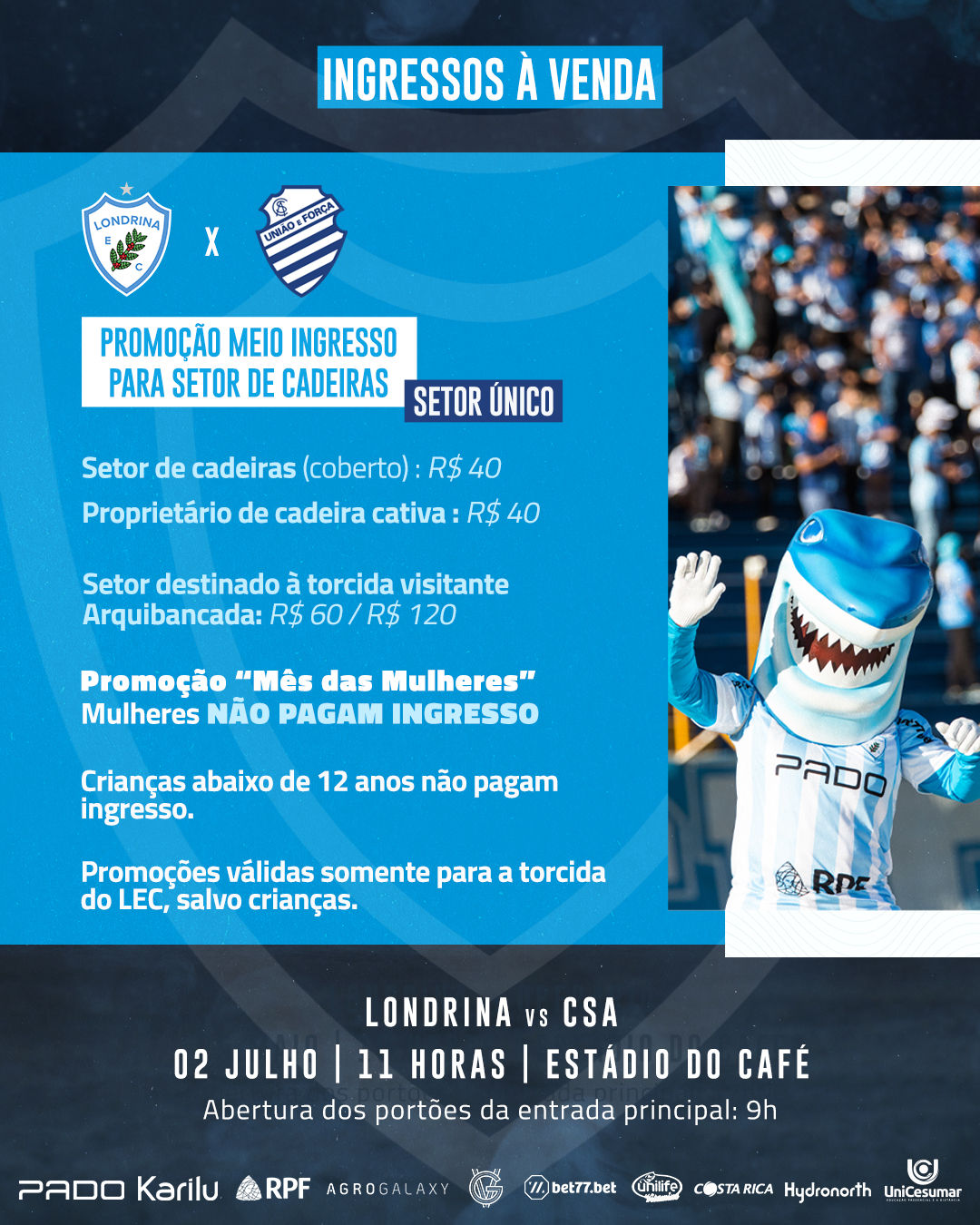 Ingressos à venda para Londrina Esporte Clube x CSA
